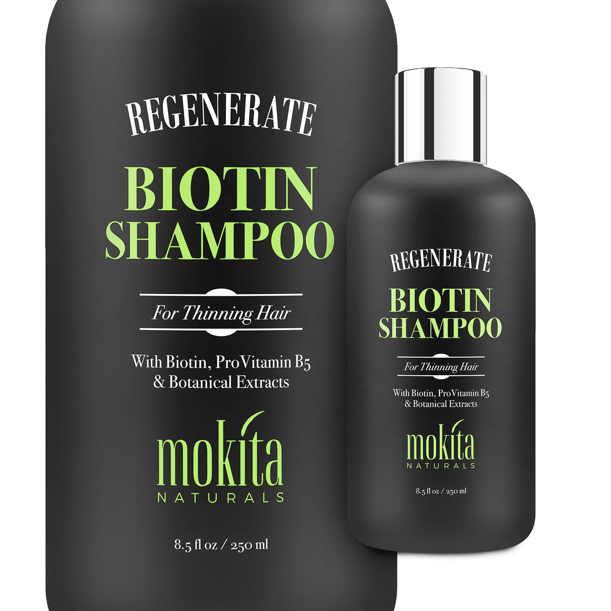 Shampoing Mokita Naturals volumisant, pour cheveux fins et volumineux.