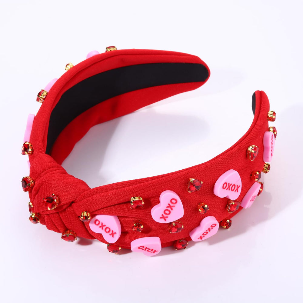 Bandeau mokkia paillettes cœur rouge, scintillant pour soirée ou rendez-vous.
