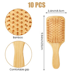 Molain brosse en bambou à pointes rondes pour masser le cuir chevelu.
