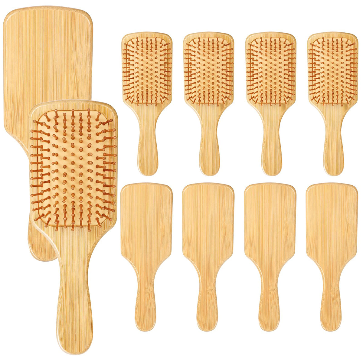 Molain ensemble de 10 brosses en bambou, prêt pour démêler en douceur.