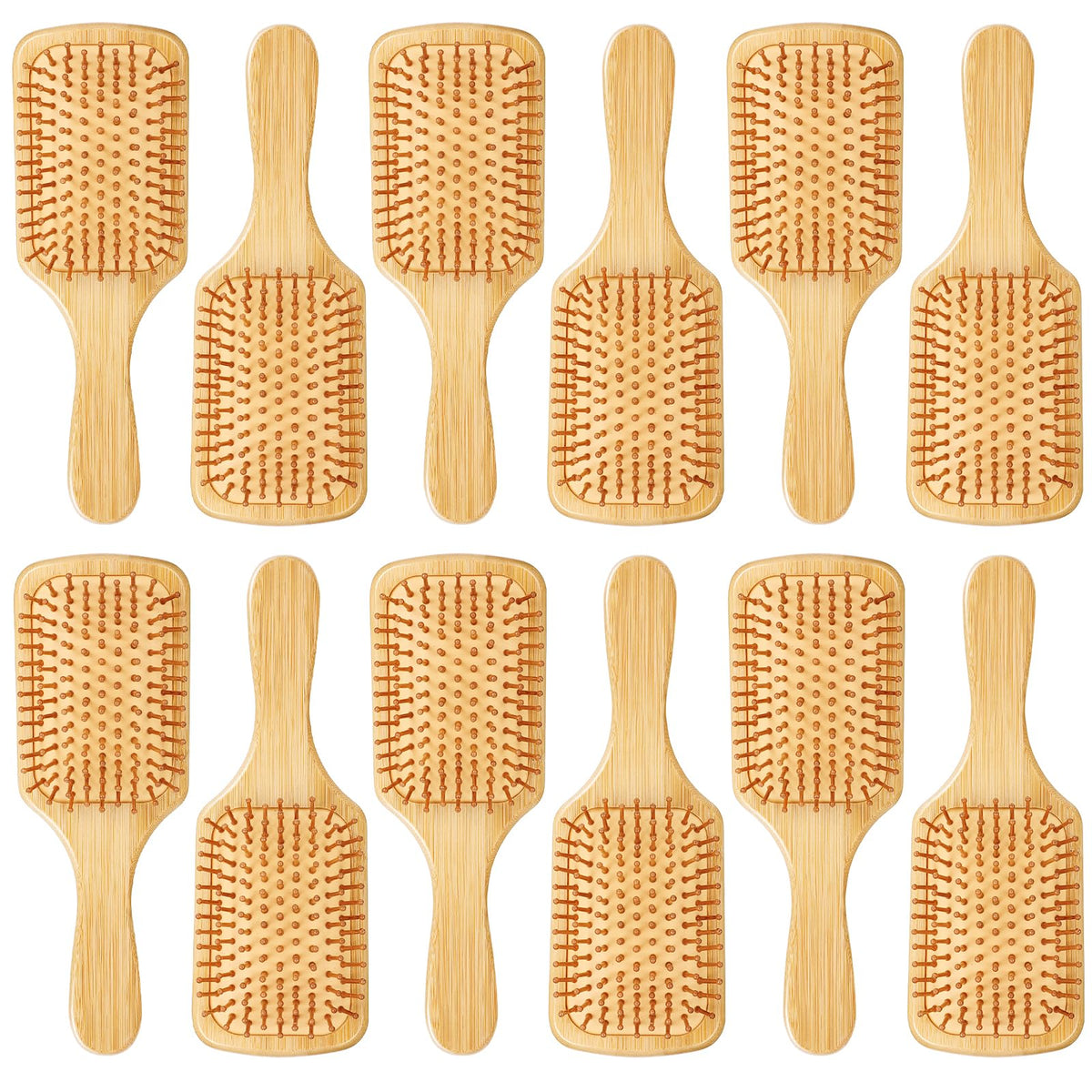 Molain ensemble de 12 brosses en bambou pour démêlage et massage doux du cuir chevelu