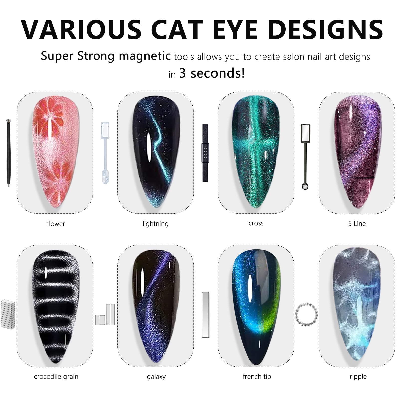 MOLILON stylos aimants œil-chat pour designs faciles à réaliser.