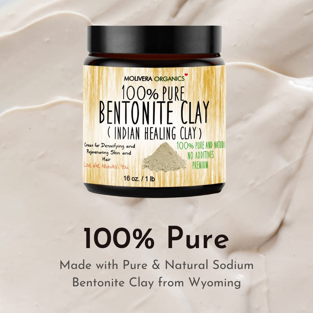 Molivera Organics argile bentonite masque visage pour une peau éclatante.