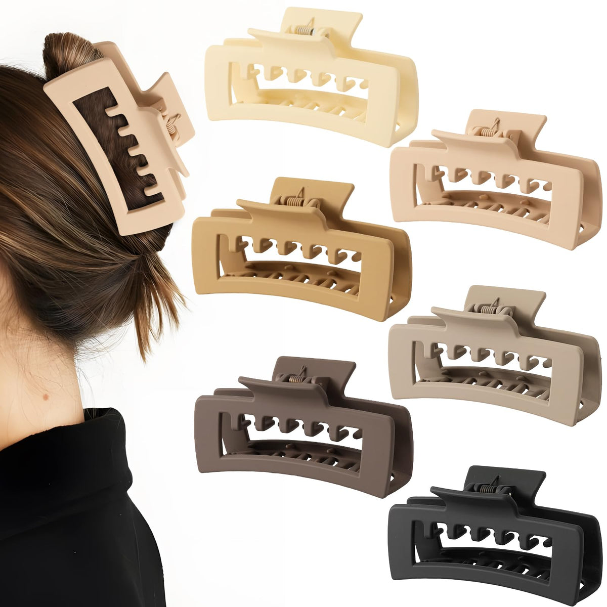 Molizummy clip rectangle extra-large 4,1 pouces pour cheveux épais et volumineux.