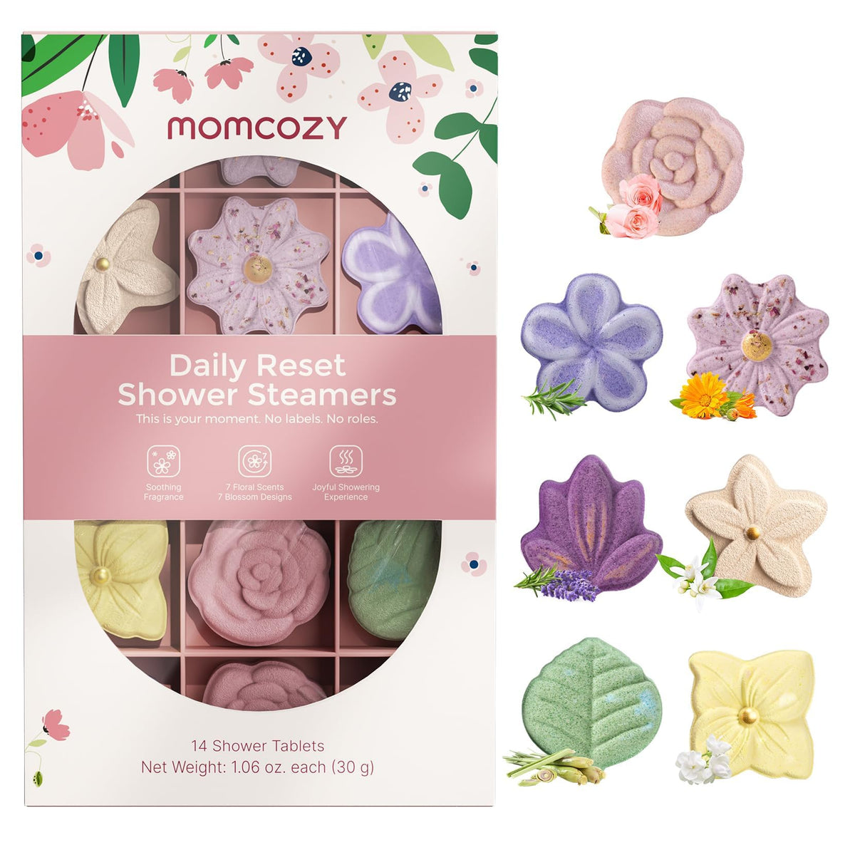 Momcozy pastilles-douche-coeur : ambiance romantique et parfum durable.