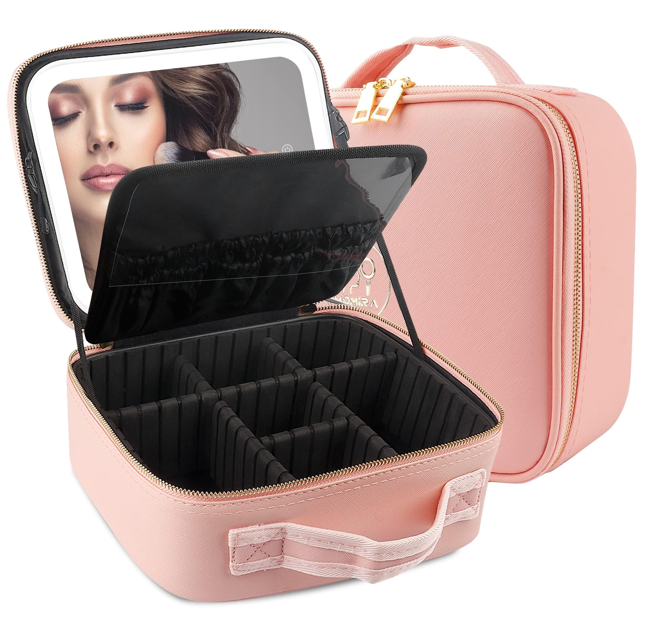 MOMIRA coffret maquillage avec lumière et miroir 4K pour retouches rapides.
