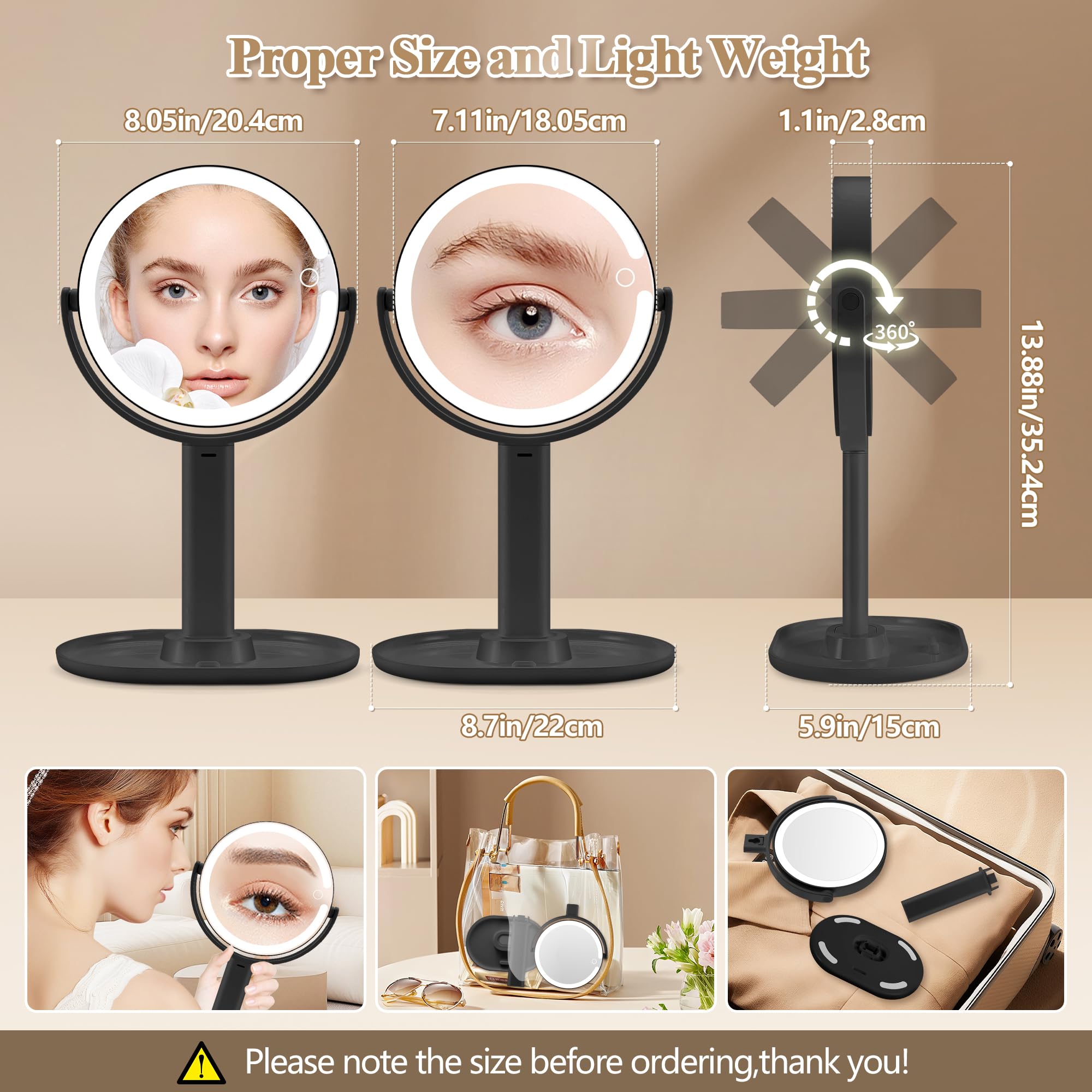 MOMOKUBA miroir pratique avec support pour vidéos et tutoriels pendant le maquillage.