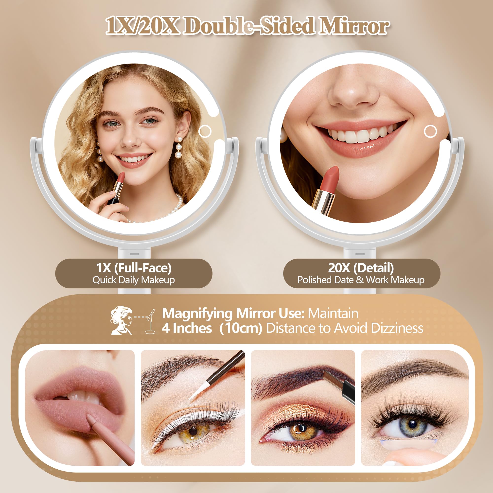MOMOKUBA Miroir LED 64 lumières pour un rendu naturel.