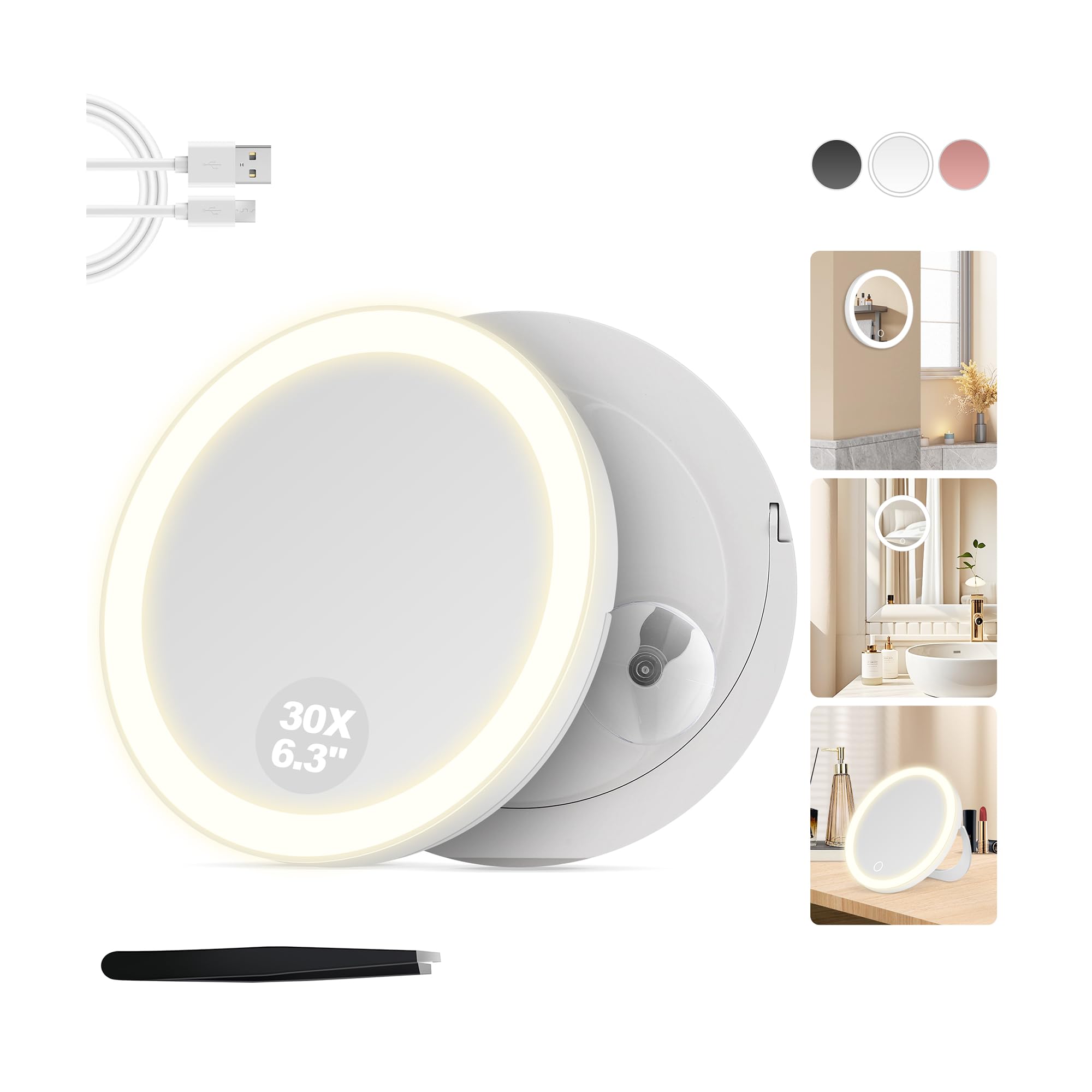 MOMOKUBA loupe 30x avec ventouse pour un maquillage précis.