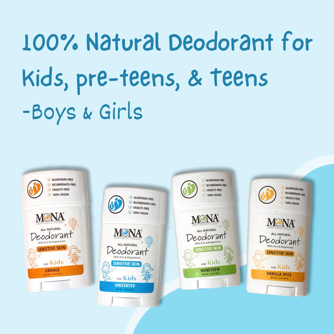 MONA déodorant sans parfums artificiels pour enfants, sécurité et simplicité.
