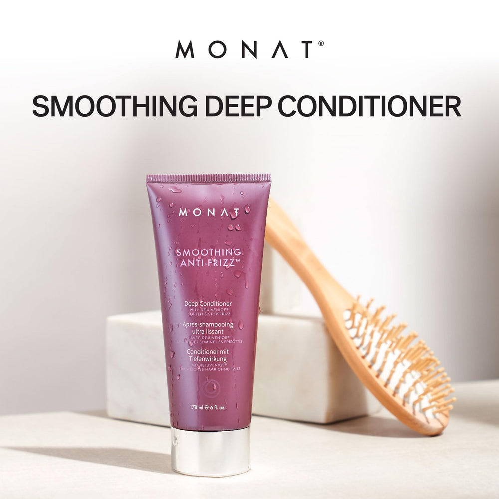 Brillance subtile révélée après application MONAT pour un look soyeux.