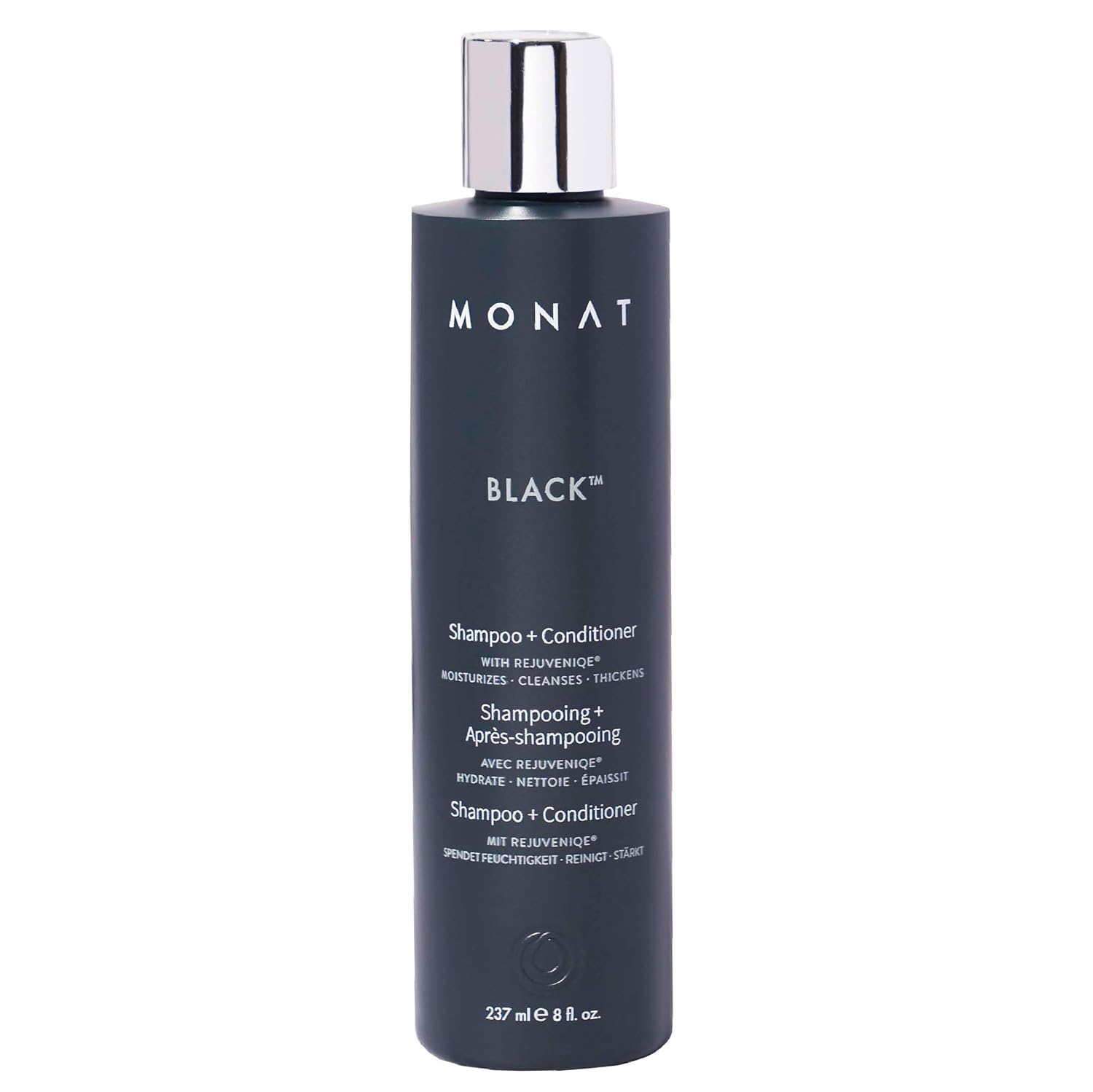 MONAT Black 2-en-1 dans sa bouteille, nettoyage et soin adaptés à tous types de cheveux