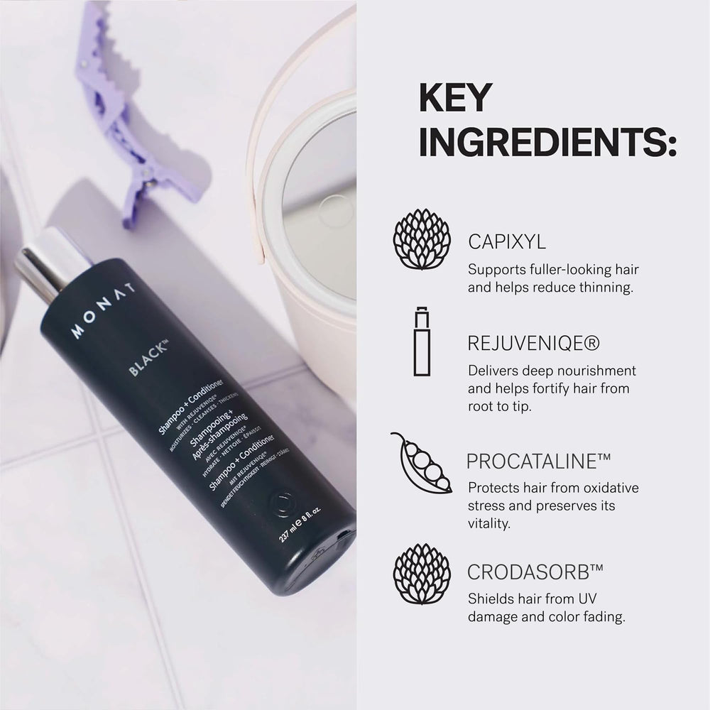 MONAT Black 2-en-1 emballage esthétique et pratique dans la douche