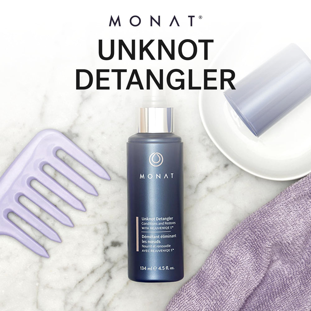 MONAT démêlant rend les cheveux brillants et soyeux après chaque utilisation.