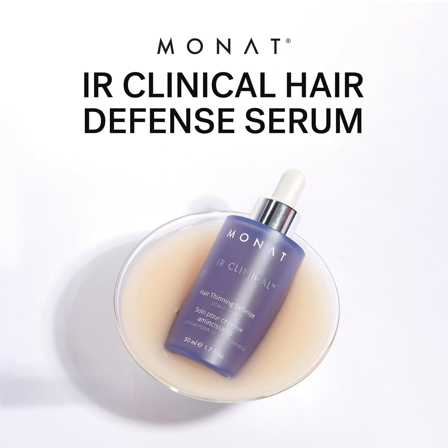MONAT IR Clinical Serum Defense, expérience premium vegan et cruelty-free pour cheveux.