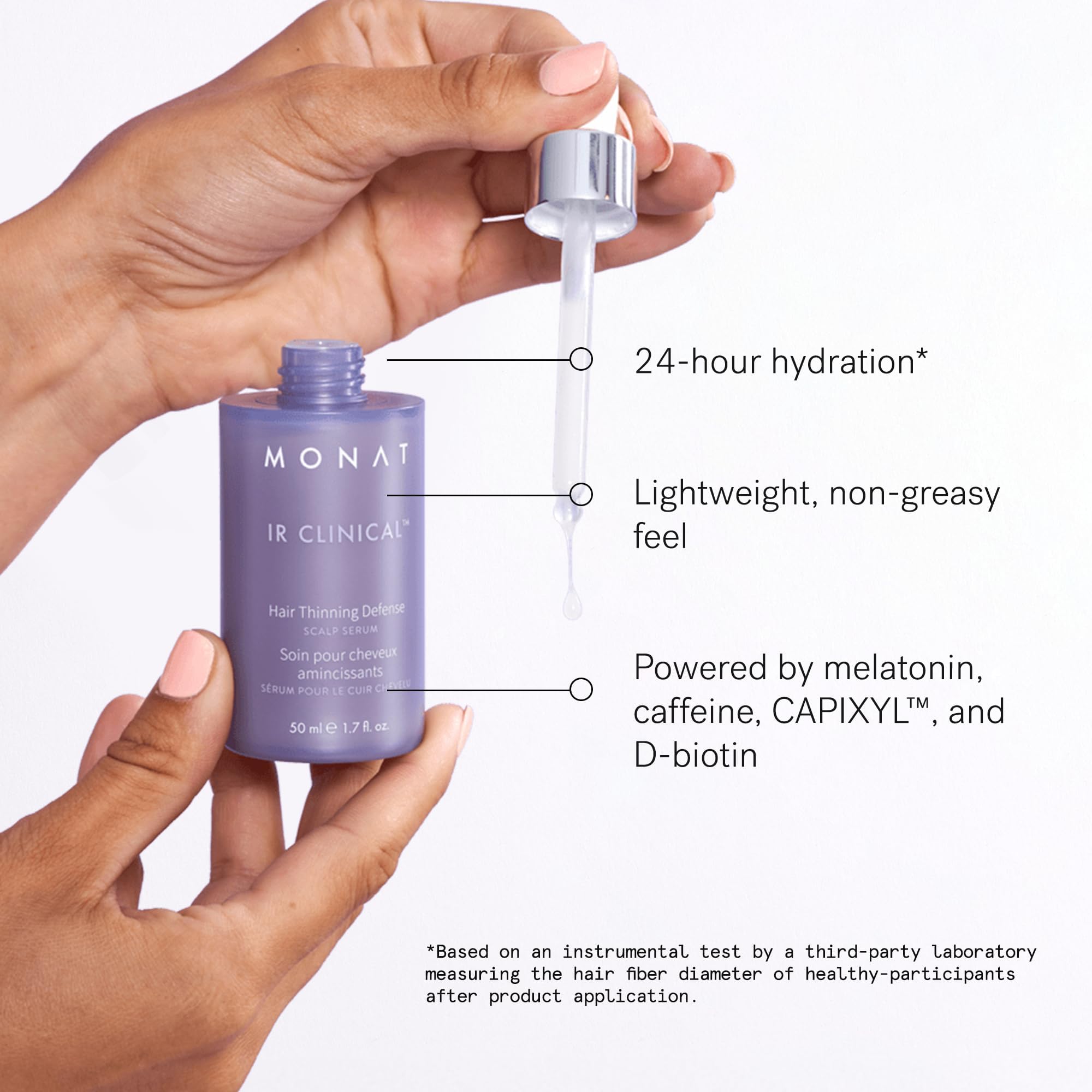MONAT IR Clinical System – détail de texture du shampoing, formulation naturelle.