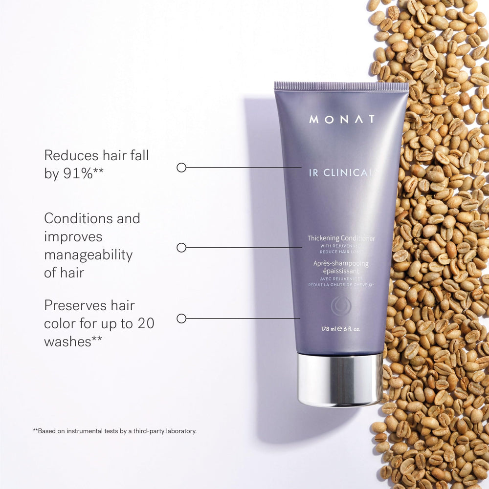 MONAT IR Clinical Thickening Conditioner – Formule vegan sans sulfates ni parabènes respectant les cheveux.