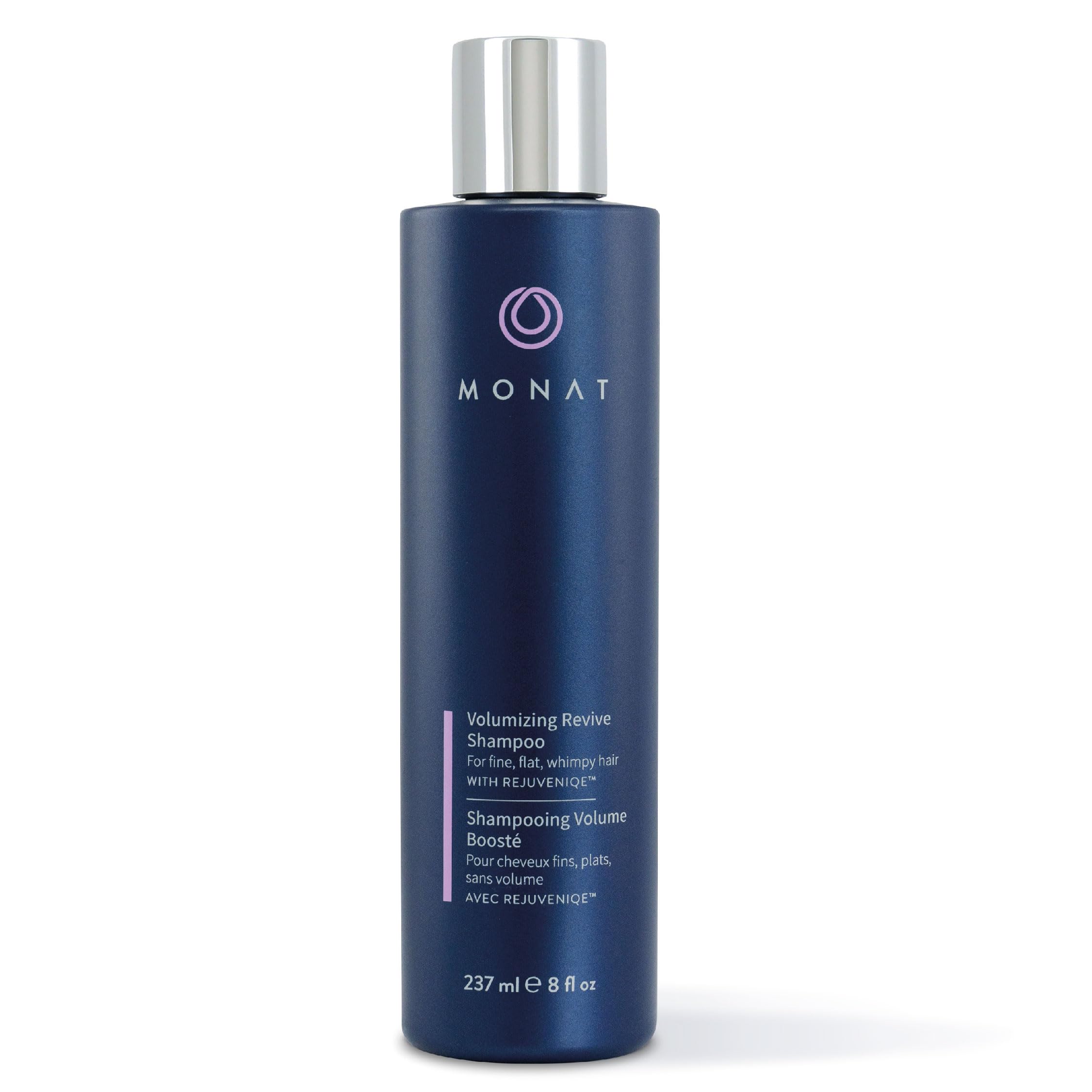 MONAT Volumizing Revive Shampoo, bouteille visible, promesse de volume léger et éclat.
