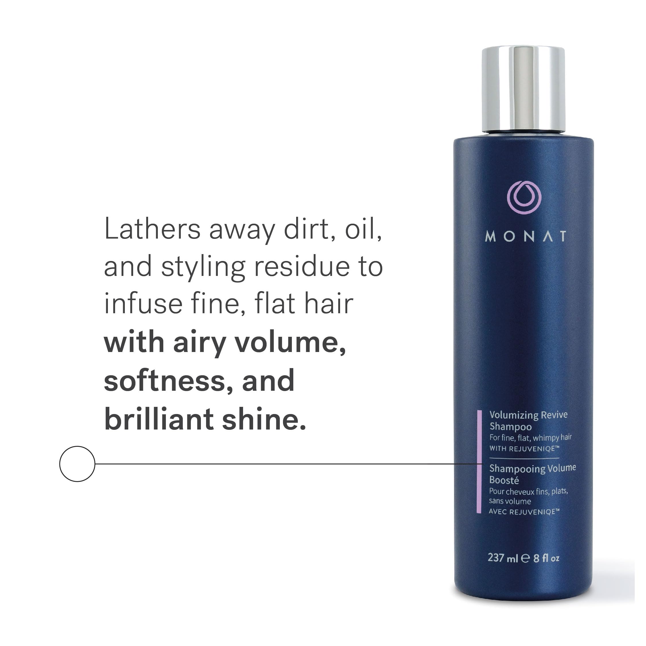 MONAT Volumizing Revive Shampoo offre protection UV vegan pour cheveux lumineux.