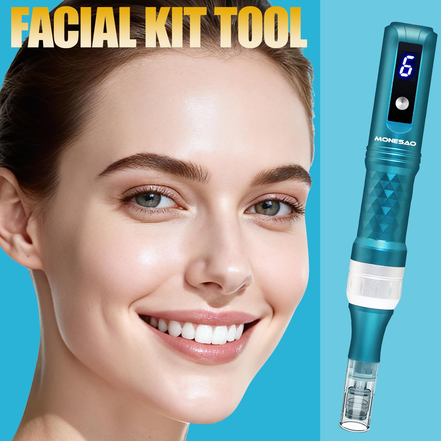 MONESAO Derma Roller utilisé à domicile pour gagner du temps.