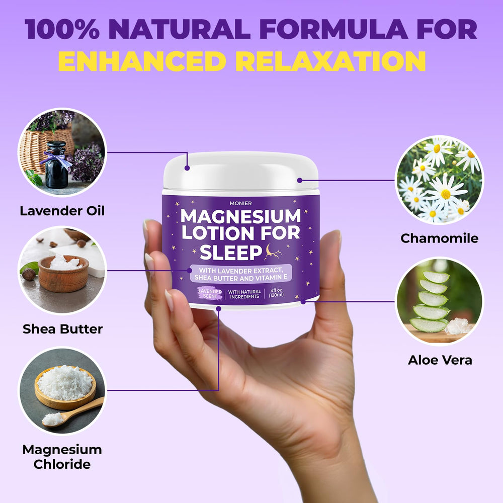 MONIER Lotion Magnesium Sommeil, aloe vera, peau rafraîchie et réconfortante.