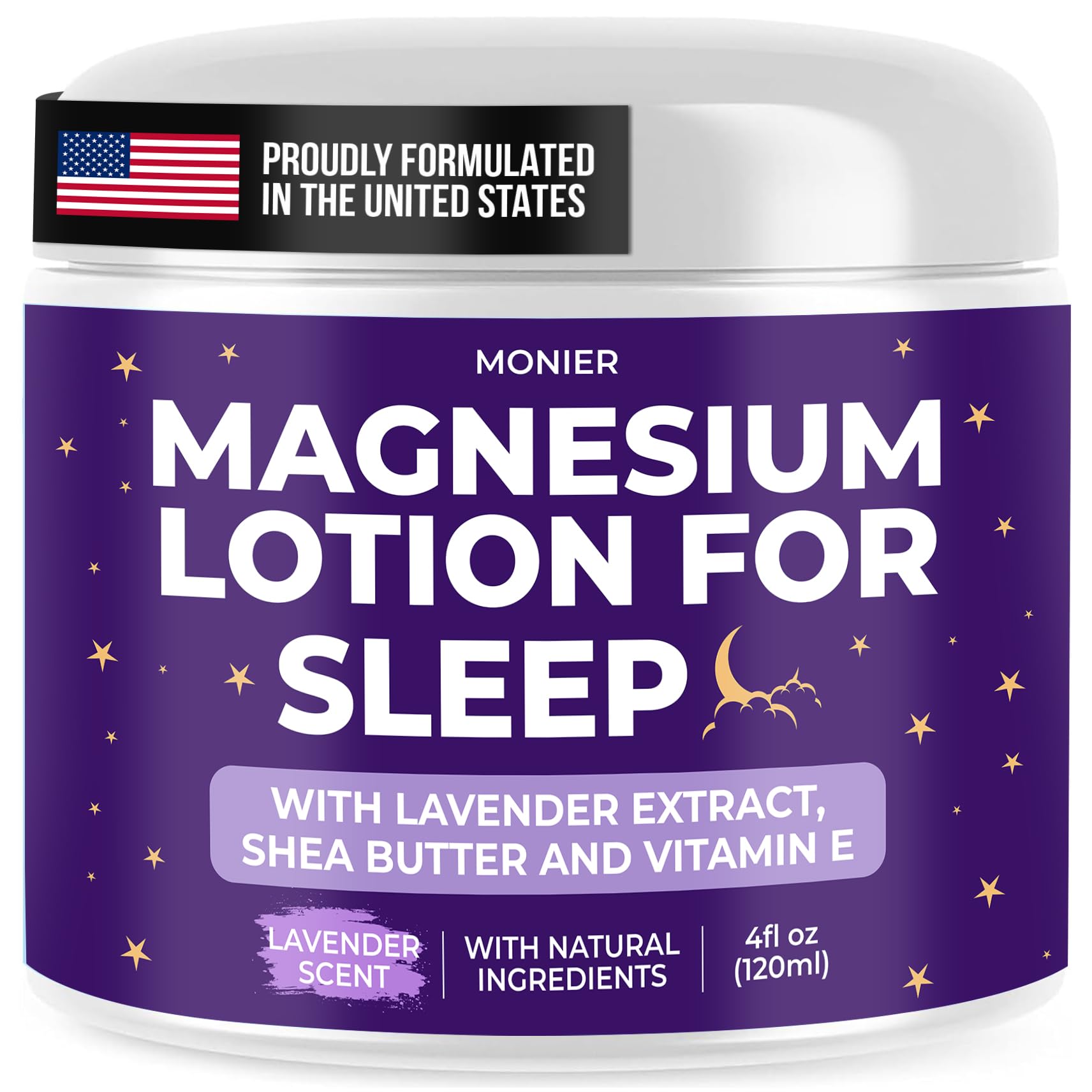 MONIER Lotion Magnesium Sommeil, bouteille, hydratation apaisante avant le coucher.