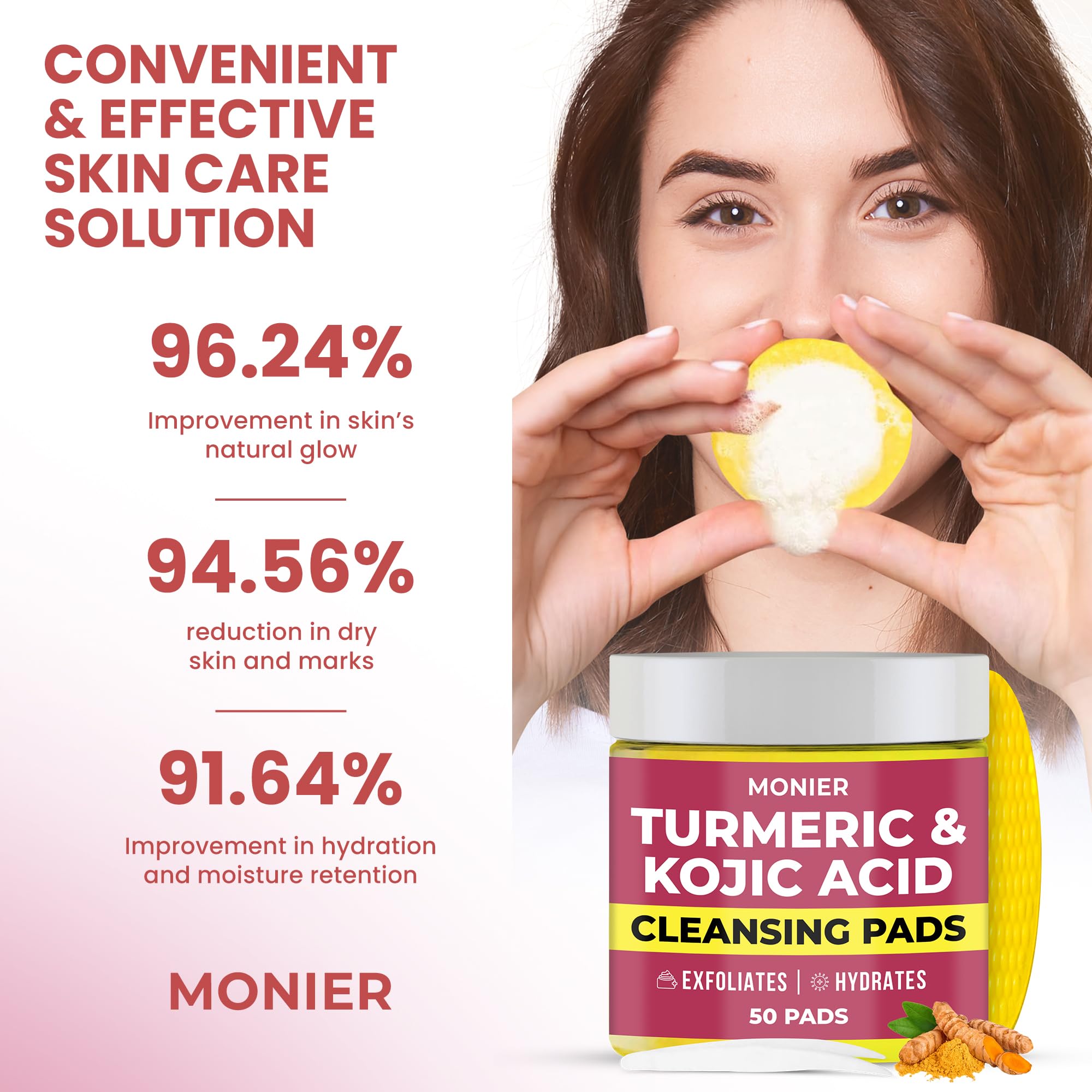 Tampon MONIER curcuma kojique visage, contribue à un teint homogène.