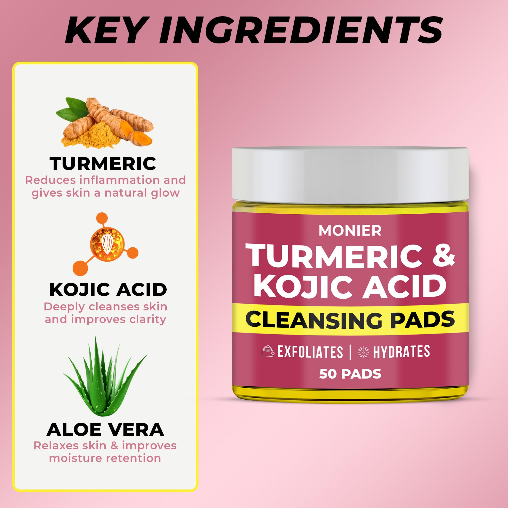 Tampon MONIER curcuma kojique visage, texture douce et exfoliante légère.