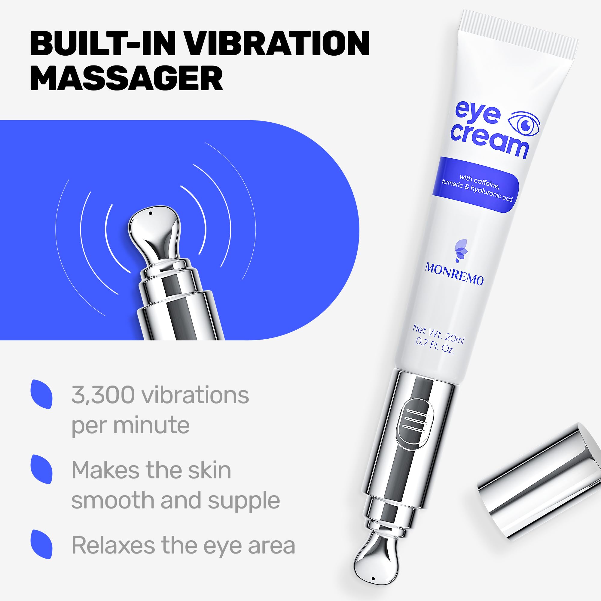 MONREMO Applicateur vibrant 3300 micro-vibrations améliore l absorption des actifs.