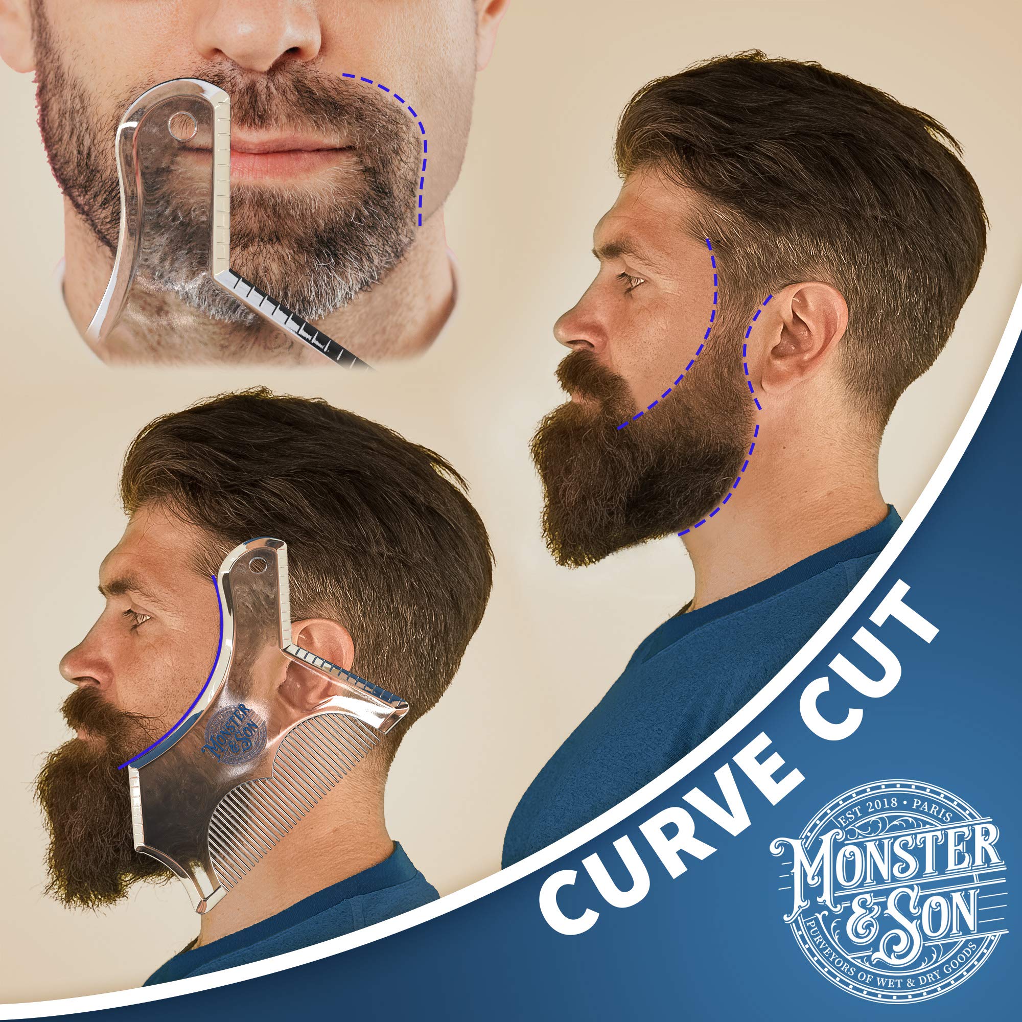 Monster&Son outil-modelage barbe transparent facilite un taillage précis.