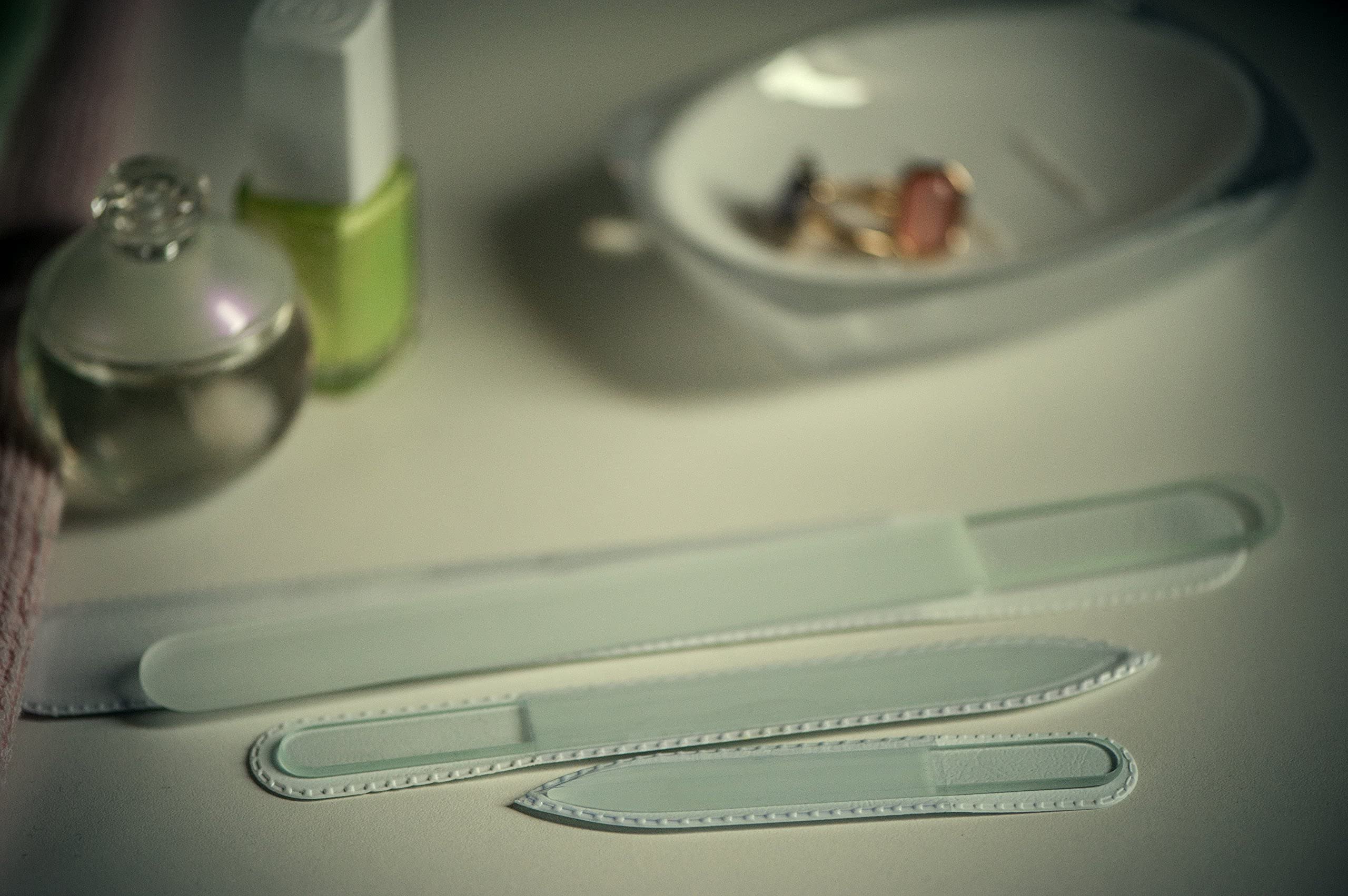 Coffret Mont Bleu, limes gravées en verre, cadeau élégant pour les ongles