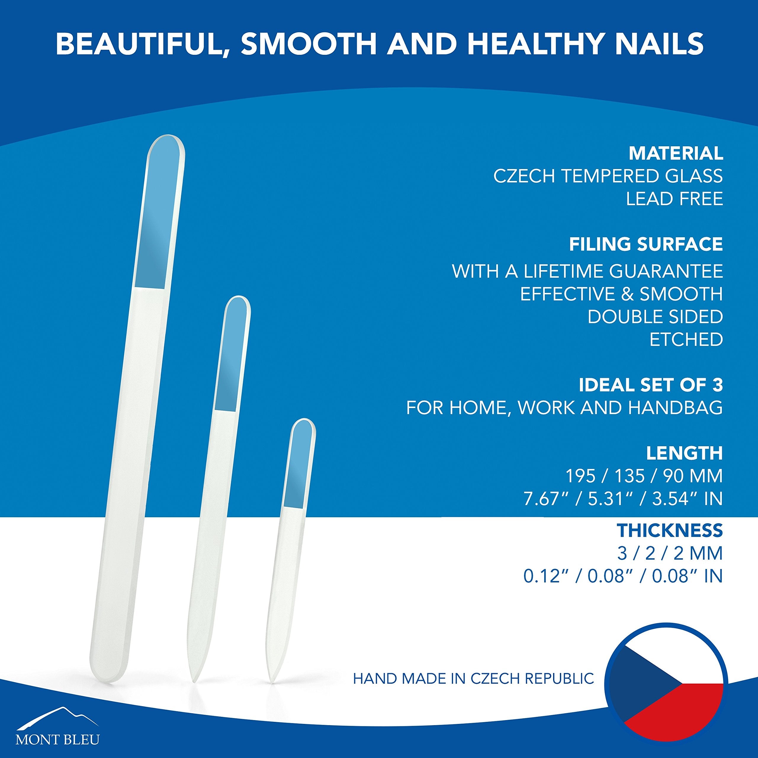 Mont Bleu: trois tailles de lime adaptées à chaque zone des ongles.