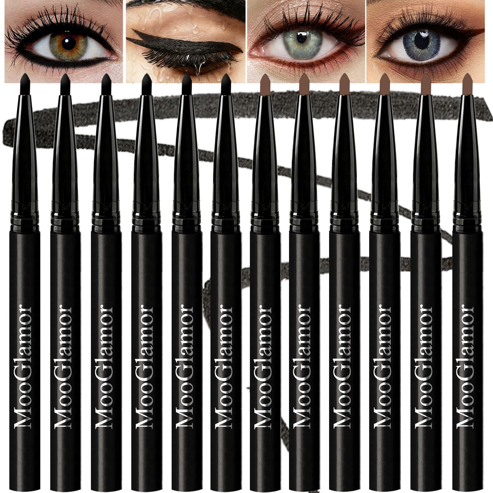 MooGlamor crayon-eyeliner gel noir rétractable pour un trait net et longue tenue