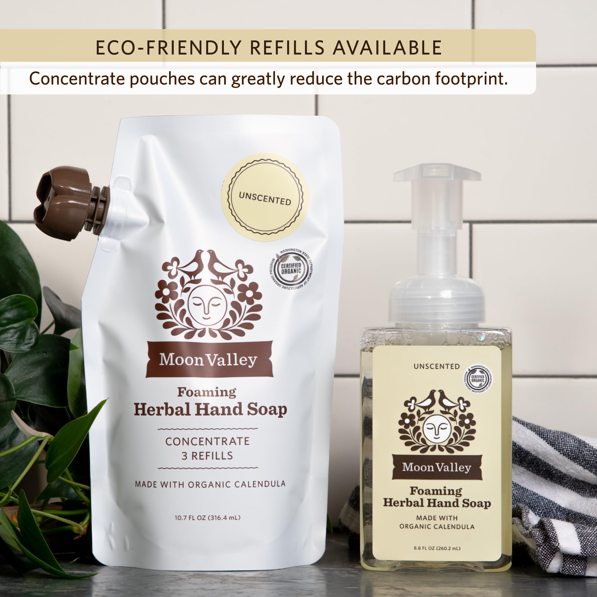 Moon Valley calendula and comfrey blend provides gentle cleansing.