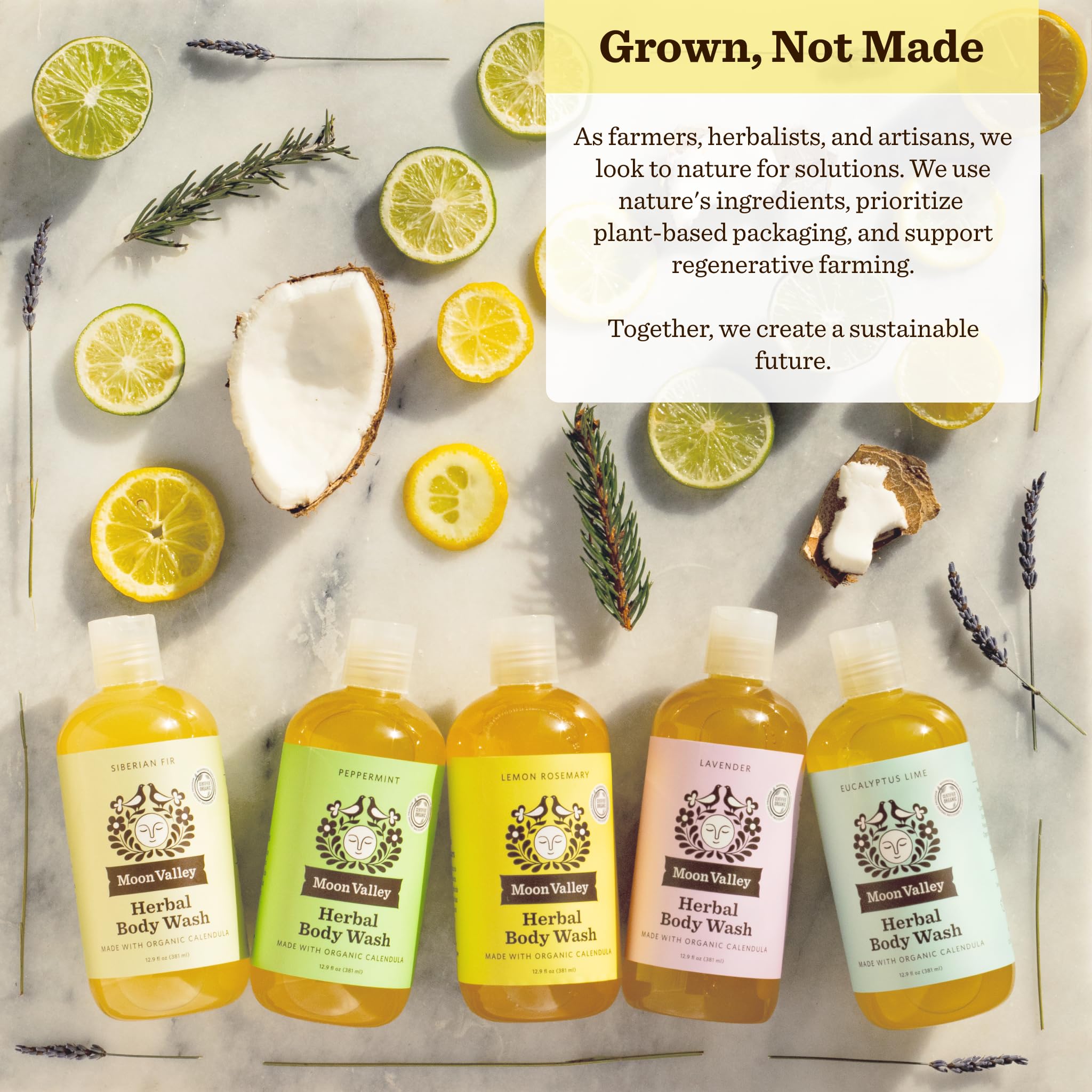 Formule vegan et sans gluten Moon Valley Organics respectant l’épiderme et les choix.