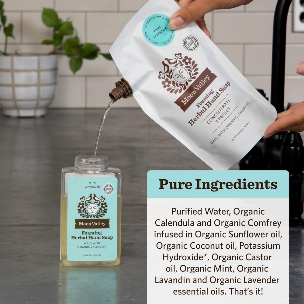 Ingrédients naturels Moon Valley Organics végan sans OGM, douceur pour les mains