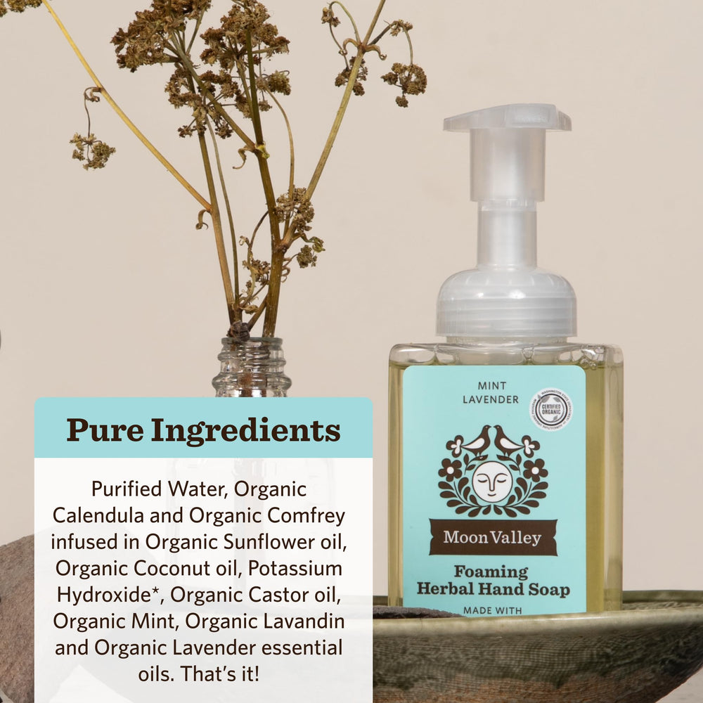 Moon Valley Organics mousse douce menthe lavande – sensation douce lors du nettoyage