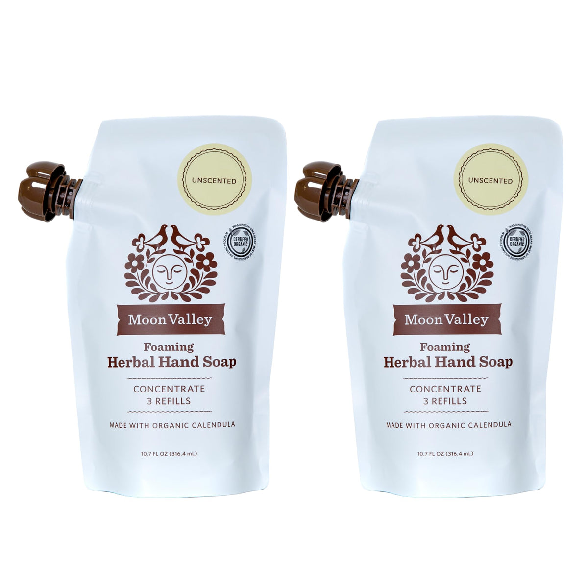 Moon Valley Organics sachets remplissage 2-pack pour mousse mains, pratique et économique