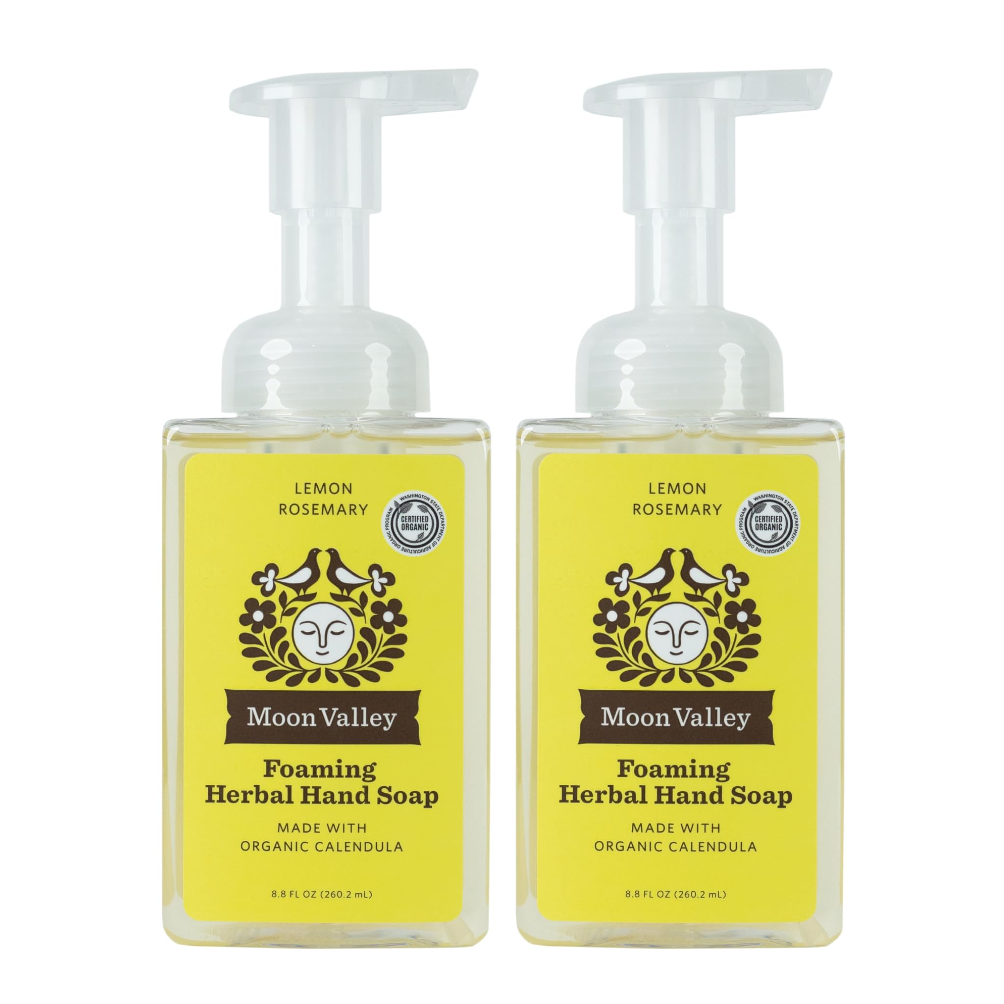 Moon Valley Organics Savon Mousse Main Citron Romarin, pack deux pour doubles usages quotidiens