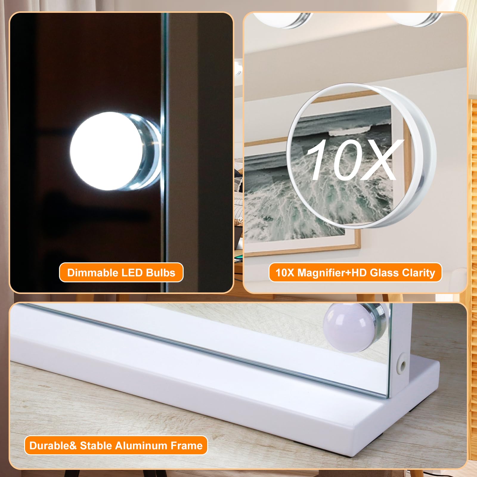 Grand miroir Moonee idéal pour une routine maquillage complète