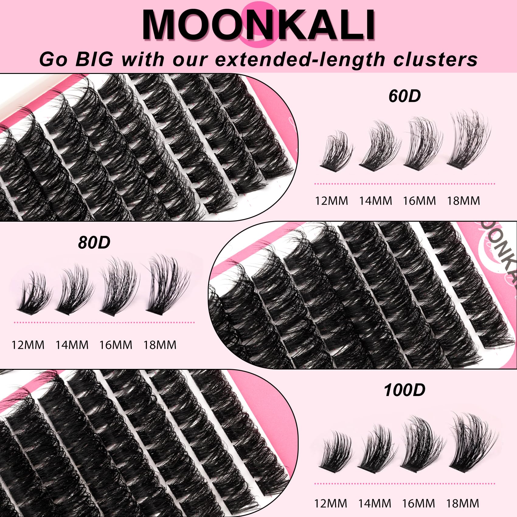 MOONKALI groupes-cils-80d, densité équilibrée pour un style glam