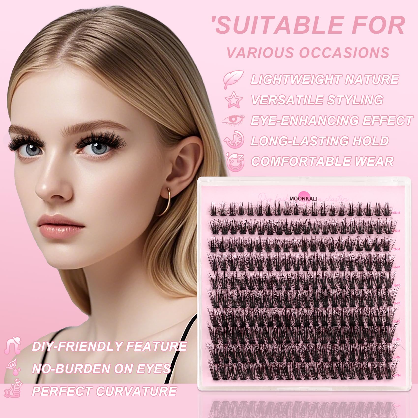 MOONKALI usage quotidien, cils naturels et apparence équilibrée.