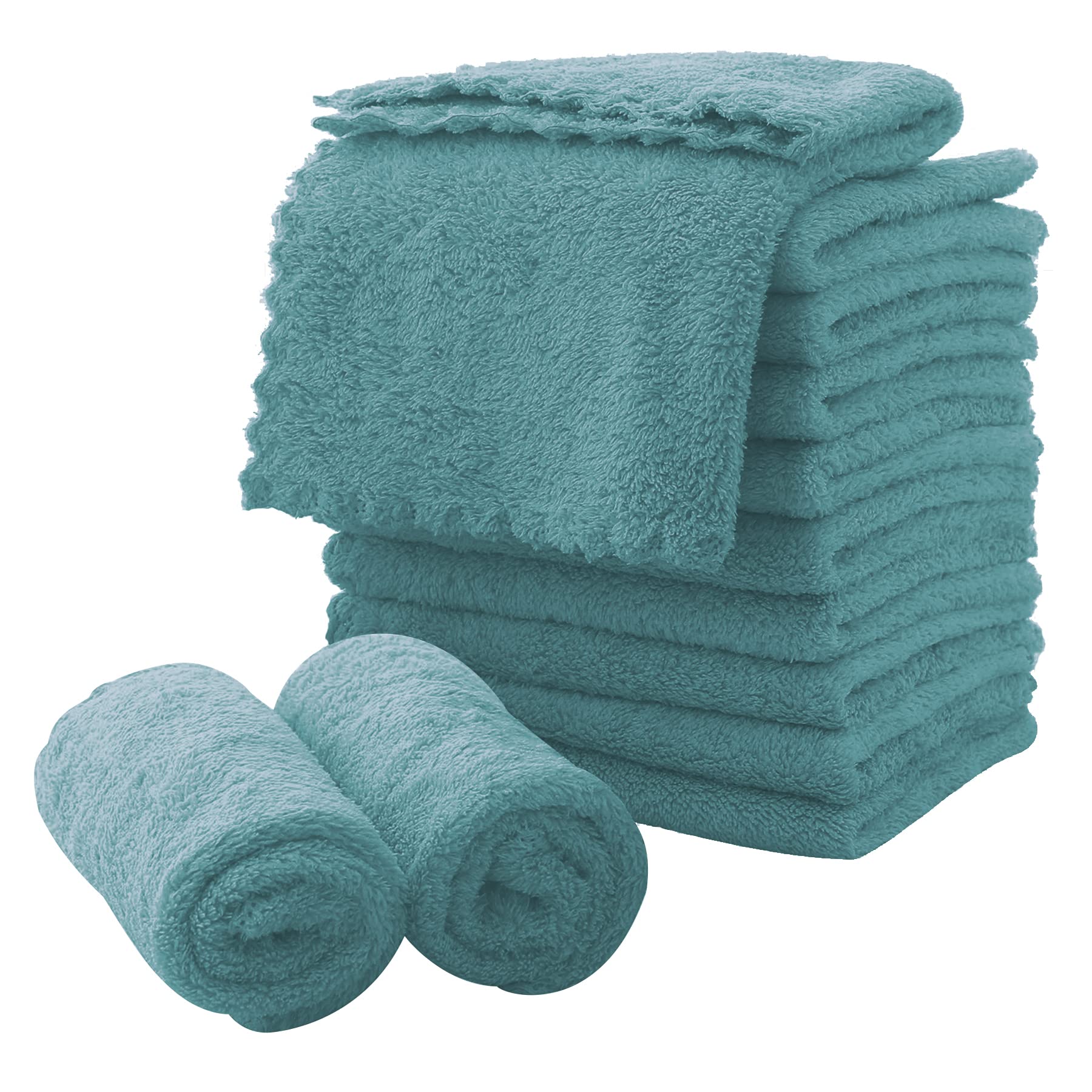 MOONQUEEN chiffons visage microfibre bleu-vert – séchage rapide pour la routine beauté.