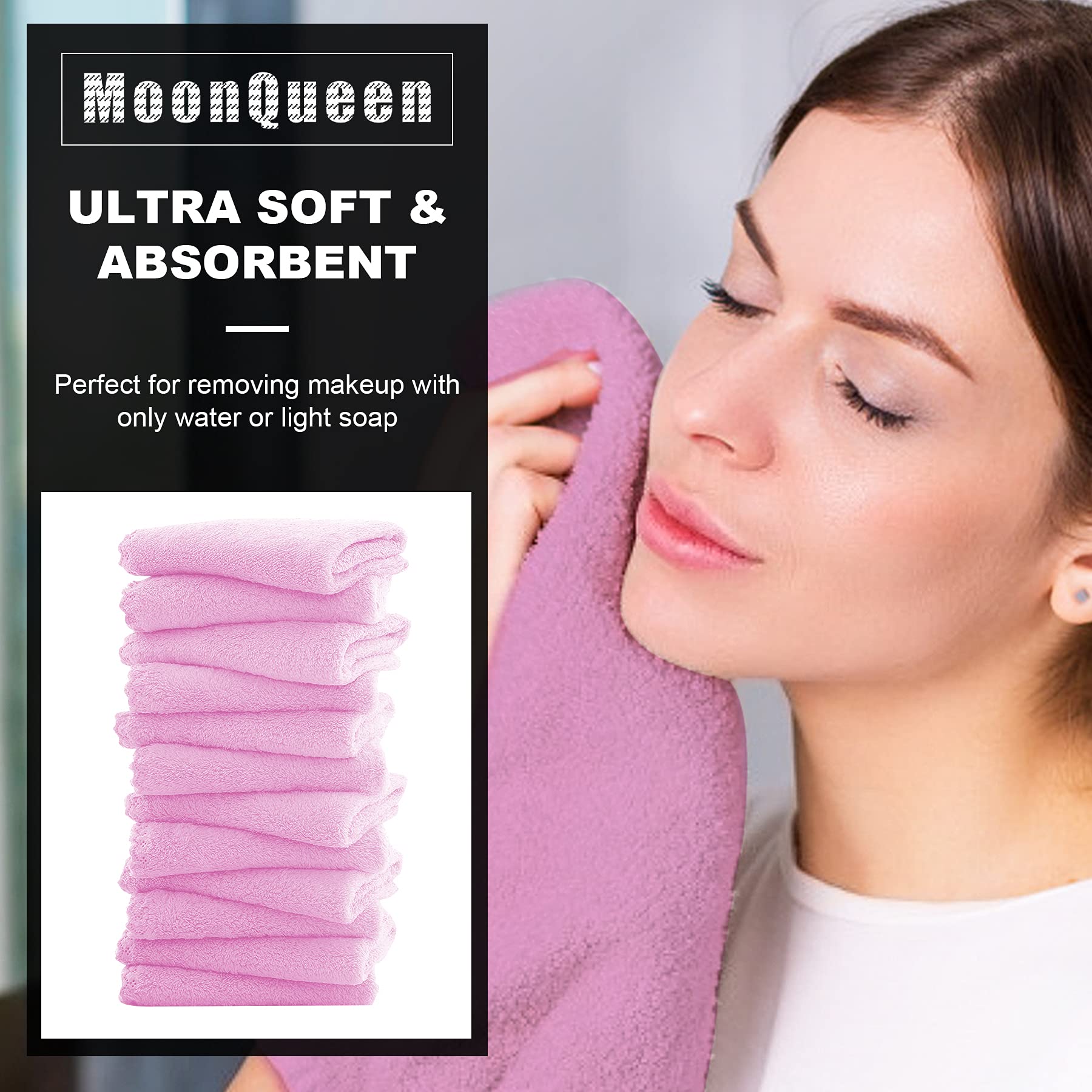 MOONQUEEN lingettes microfibre texture douce, peau douce après démaquillage