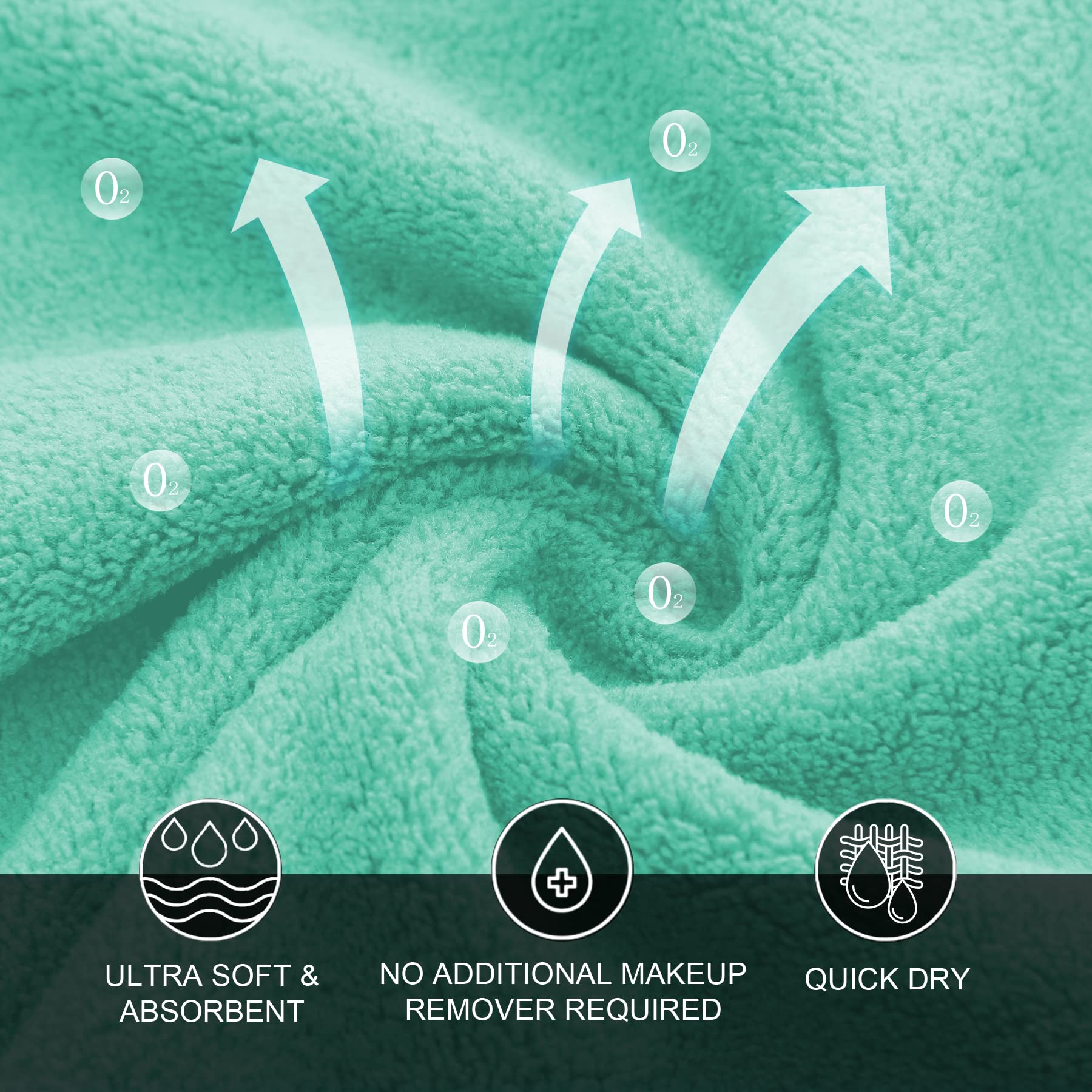 Lingettes MOONQUEEN visage microfibre Aqua Vert lot de 12 prêt à l'emploi.