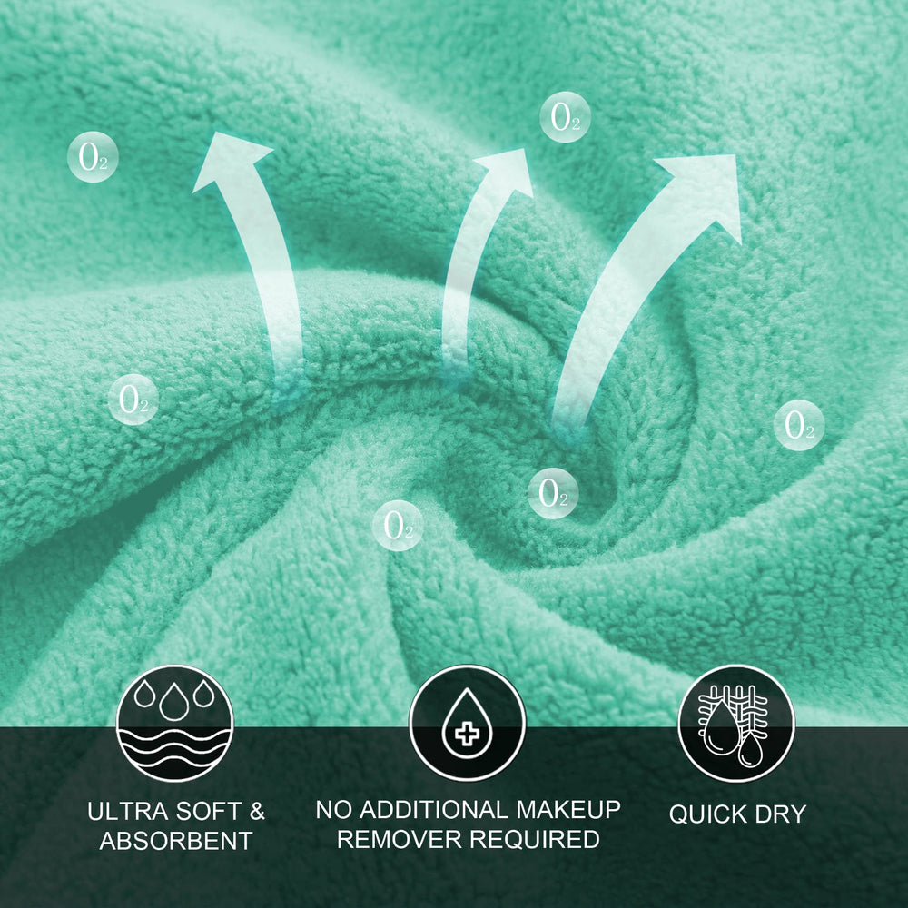 Lingettes MOONQUEEN visage microfibre Aqua Vert lot de 12 prêt à l'emploi.