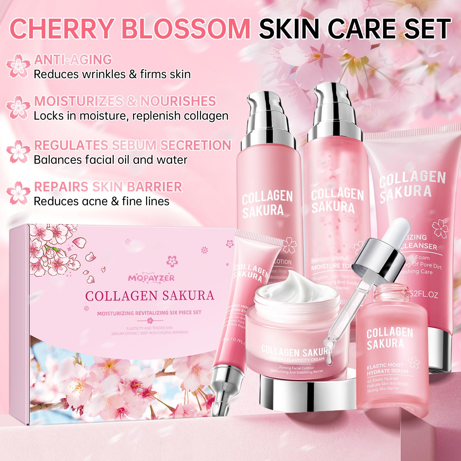 Mopayzer Collagen Sakura Sérum Hydratant: éclat rapide et nourrissant
