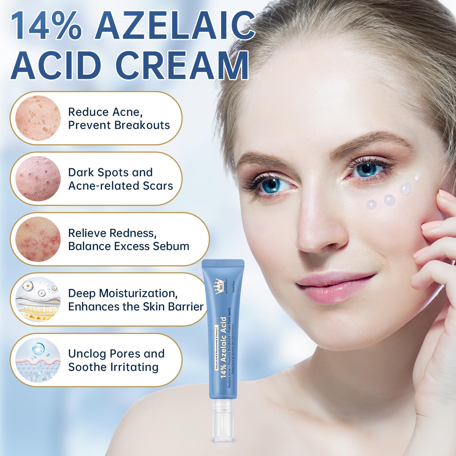 mopayzer creme azelaïque 14: texture légère et absorption rapide