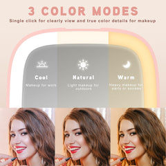 Mopis miroir voyage éclairage 3 couleurs adapté au maquillage