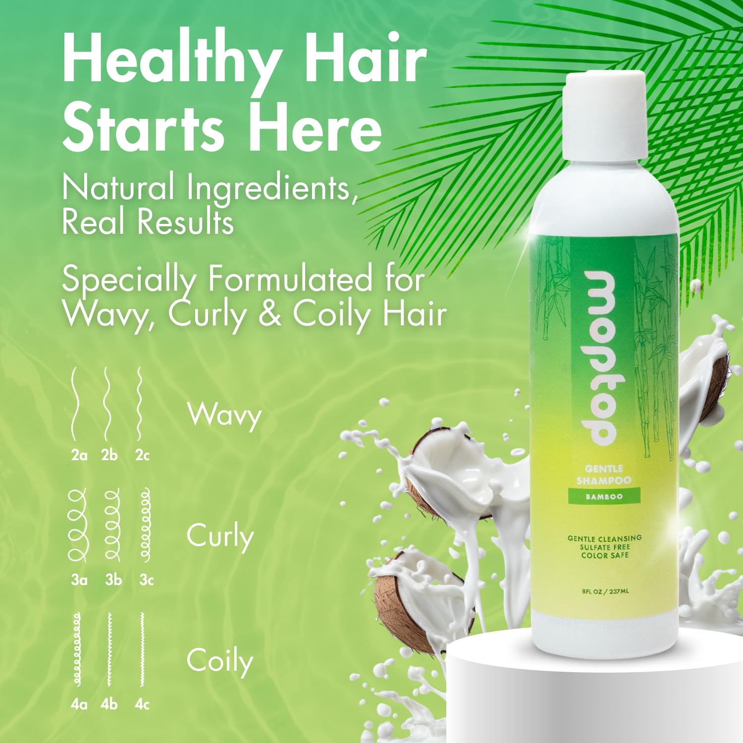 MopTop application sur cheveux mouillés — mousse légère et nettoyage en douceur.